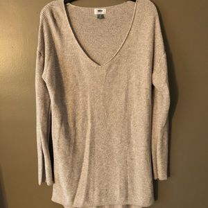 Oatmeal vneck tunic sweater